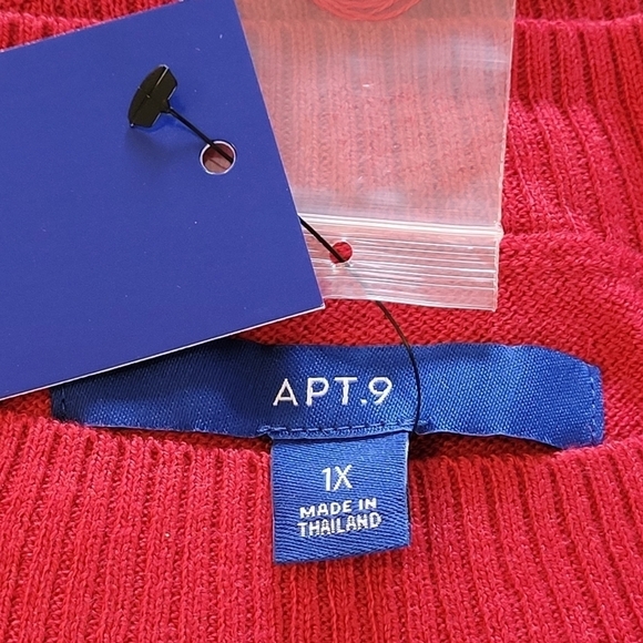 Apt. 9 Asymmetrical Hem Crewneck Red Sweater Sz 1X - Picture 3 of 3